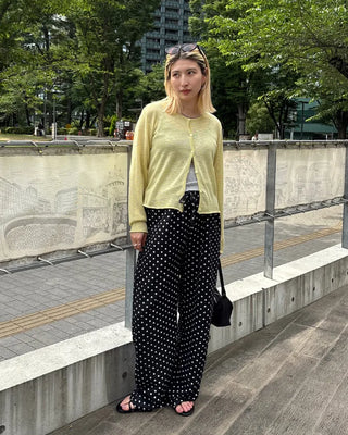 Dot Linen Mix Easy Pants