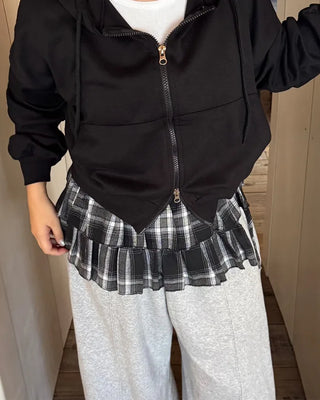 Checked layered skirt