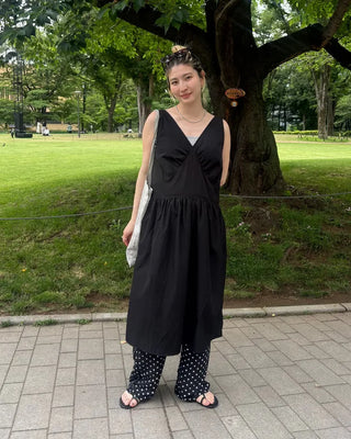 Gathered Point Wrinkle Long Dress