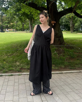 Gathered Point Wrinkle Long Dress