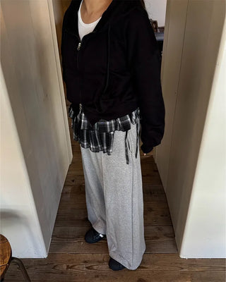 Checked layered skirt