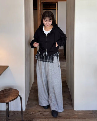 Checked layered skirt