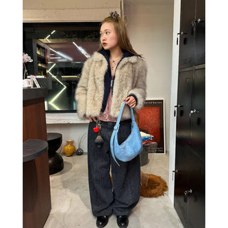Suede Moon Belt Shoulder Bag