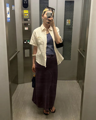 Ethnic striped cotton half shirt