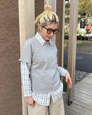 Round Hem Seersucker Check Shirt