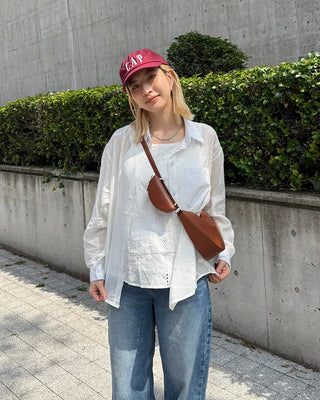 Round hem sheer loose shirt