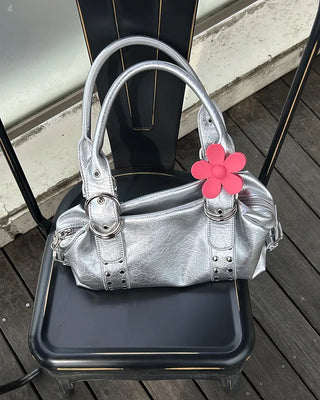 Studded belt leather tote bag