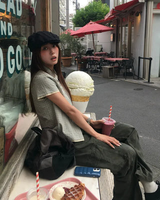 Graph Check Seersucker Layered Half Shirt