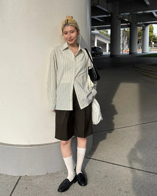 Waistband with elastic back pleats, slacks, half-pants