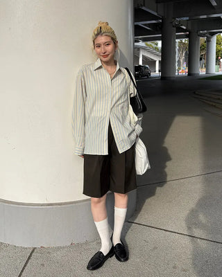 Double Stripe Wrinkle Loose Shirt