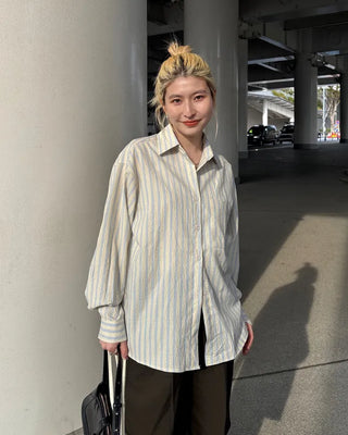 Double Stripe Wrinkle Loose Shirt