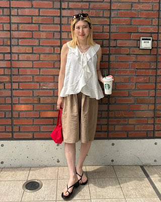 Ruffle Ribbon Vest Blouse