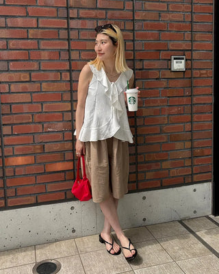 Ruffle Ribbon Vest Blouse