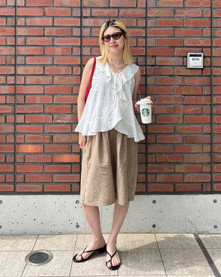 Ruffle Ribbon Vest Blouse