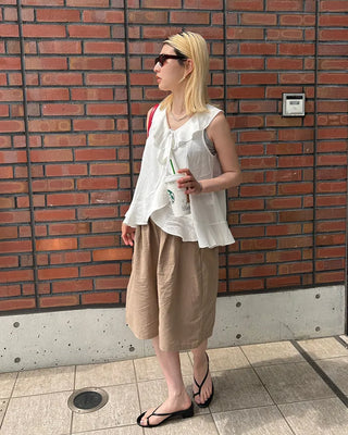 Ruffle Ribbon Vest Blouse