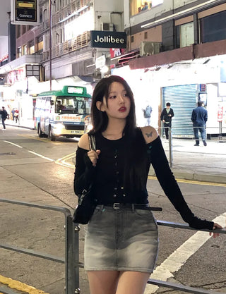 [2pcs] Button Cardigan Sleeveless Set