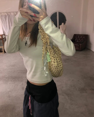 Dot Drawstring Shoulder Bag