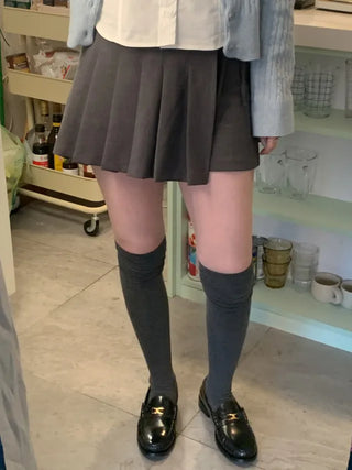 Ribbon pleated mini skirt pants (2c)