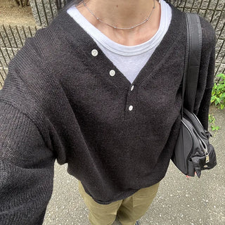 Half-open button knit