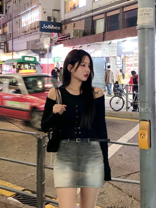 [2pcs] Button Cardigan Sleeveless Set