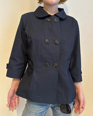 Round collar cropped sleeve double jacket