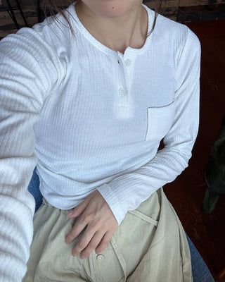 Ribbed Shirring Knit T-Shirt