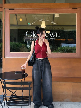Twist knit cropped halter neck