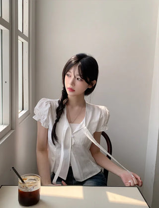 Day Ribbon Puff Blouse