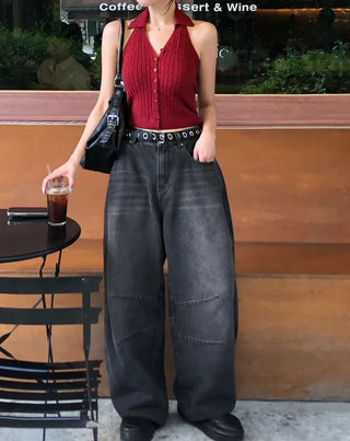 Twist knit cropped halter neck