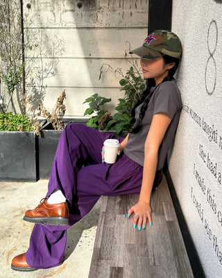 Wood Bead Nylon Easy Pants