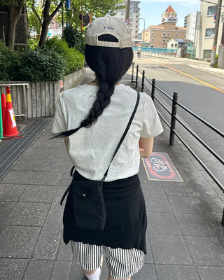 Striped elastic waist shorts