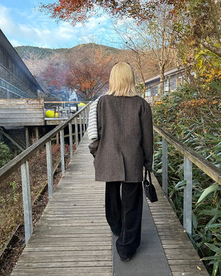 (Unisex) Herringbone Dart Line Single Jacket