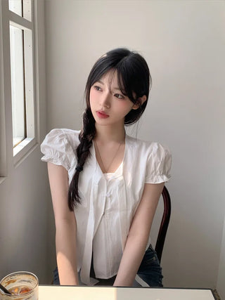 Day Ribbon Puff Blouse