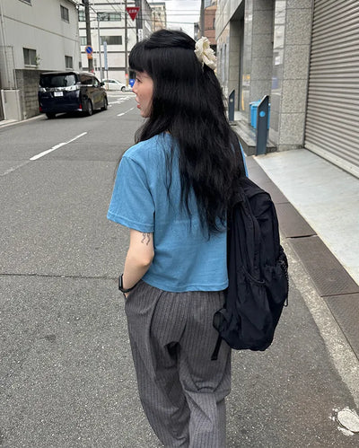 Round Simple Crop Short Sleeve T-Shirt