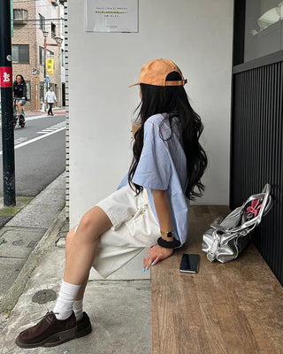 Pencil stripe half shirt