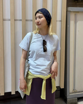 Crew neck semi-cropped short-sleeve T-shirt