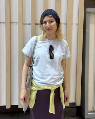 Crew neck semi-cropped short-sleeve T-shirt