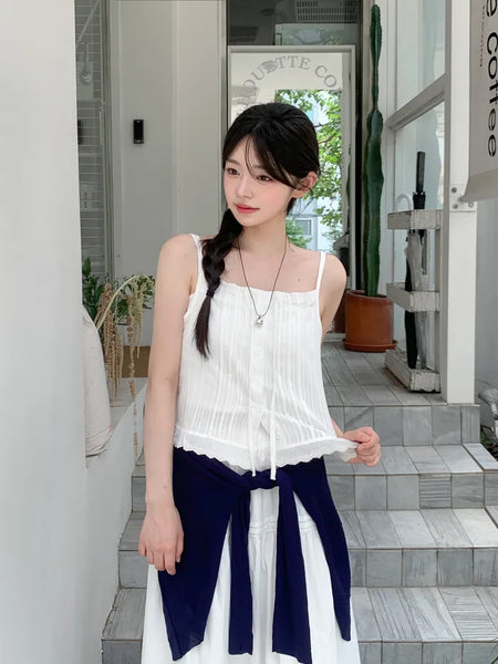 Ribbon sleeveless blouse
