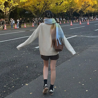 Checked long scarf