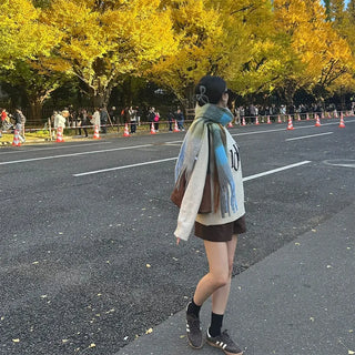 Checked long scarf