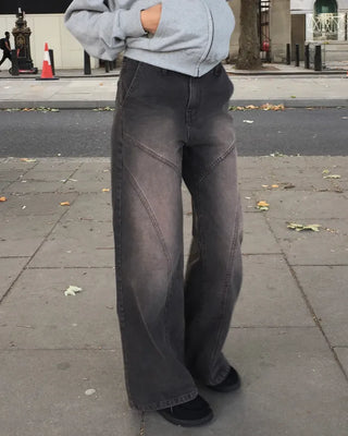 (ORIGINAL) Double Unique Seam Wide Denim Pants