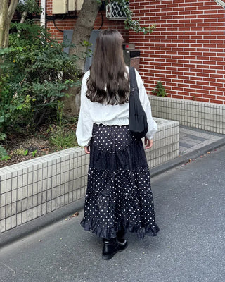 Polka Dot Frill Long Skirt