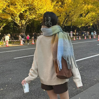 Checked long scarf