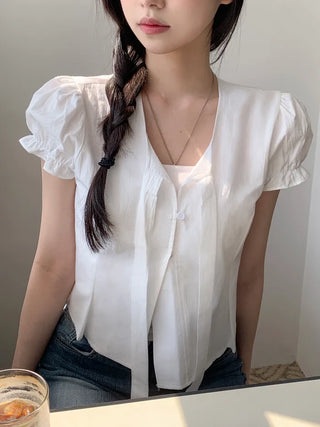 Day Ribbon Puff Blouse