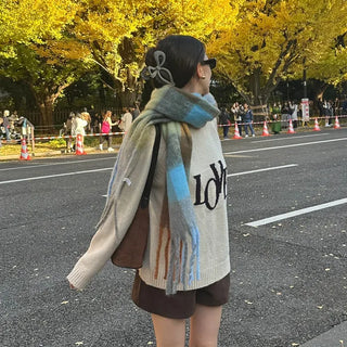 Checked long scarf