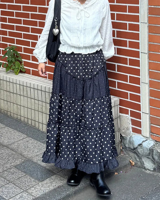 Polka Dot Frill Long Skirt