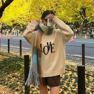 Checked long scarf