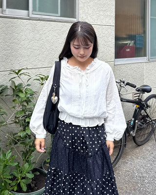 Polka Dot Frill Long Skirt
