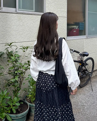 Polka Dot Frill Long Skirt