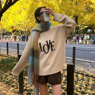 Checked long scarf
